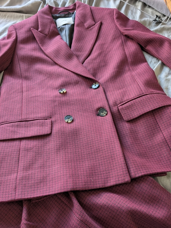 Wilfred Jackets & Blazers - Wilfred Double-Breasted Burgundy Women's Skirt Suit Small